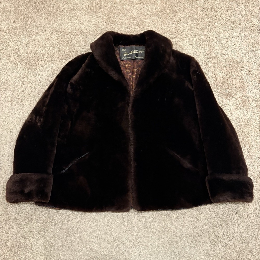 Vintage 1950s Beau Mouton Fur Coat Jacket Women's Genuine Lamb Brown Mid Century